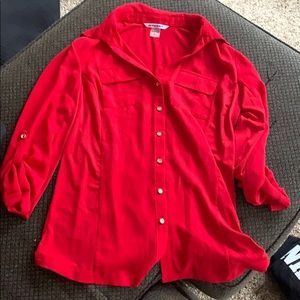 Red button down